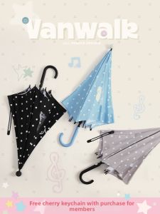 VANWALK | Cute Thick Transparent Dotted Long Handle Straight Umbrella