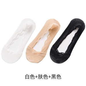 ฤดูร้อนบางBreathableถุงเท้าเรือสําหรับผู้หญิงซิลิโคนที่มองไม่เห็นAnti-Slip Low Cut Ice Silkน้ําหนักเบาถุงเท้าผ้าฝ้าย