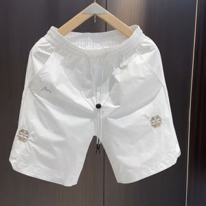 Mens Fashionable Breathable Quick Dry Five-Quarter Loose Fit Summer Shorts Urban Style Casual Pants Straight Leg Elastic Waist