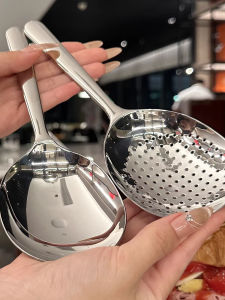 1/2Pc Stainless Steel Ladles For Serving Soup Rice Serving Spoon Drain Hole Heat Insulated Handle Kitchen Utensils For Daily Use