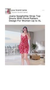 Joana Spaghettip Strap Top Shorts With Floral Pattern Design For Women Up to XL