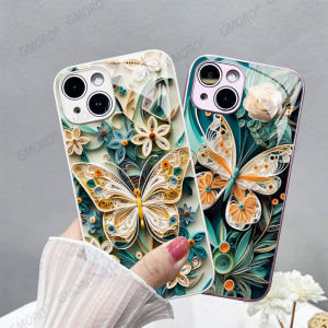 Kisscase ốp điện thoại cho iphone thủy tinh sơn bướm sang trọng 15 14 13 12 11 pro max plus bảo vệ ống kính phong cách ins bao gồm tất cả chống rơi chống sốc ốp lưng cho iphone x xr xs max
