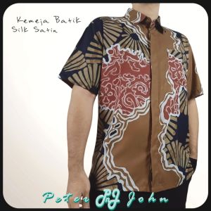Peter N John Satin Silk Batik Shirt Short Sleeve 7042