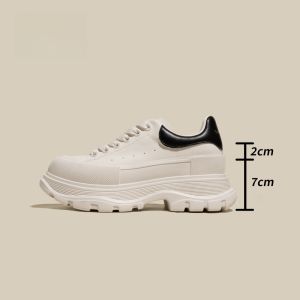 KAMIGAO | Womens 9cm Height-Boosting Platform Sneakers Casual Style Round Toe Leather Lined Comfortable Rubber Sole Sporty Dad Shoes
