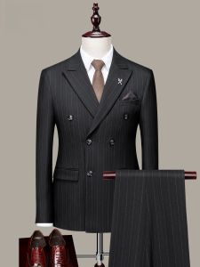 ROMON | Lormen Mens Business Suit Set Professional Wedding Engagement Best Man Groomsmen Formal Wear Iron-Free Polyester Blend