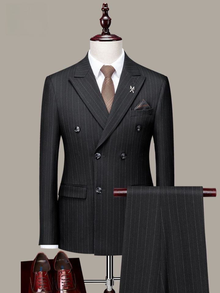 ROMON | Stripe Non-iron Mens Suit Formal Wear