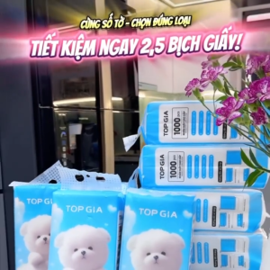 Giấy vệ sinh treo tường thùng 10 bịch giagia khăn giấy làm từ bột gỗ nguyên chất 1 bịch 1000 tờ 4 lớp dày dặn