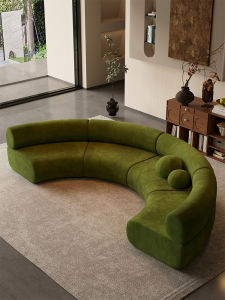 Luxurious Sofa Semi-Circular Arc Anomalous Business Office Rest Area Beauty Salon Sales Office Hotel Lobby Wooden Structure