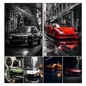 Rastar | Black and White Luxury Car Canvas Super Car Canvas Mural Painting Living Room Home Aesthetics Wall Decoration Art