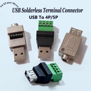 USB Connector USB 2.0 Type A Female/Male To 4/5 Pin Screw Terminal Plug Connector Adapter USB Turn Terminal Avoid Welding Plugs