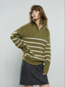 Toyouth | New Zip Collar Colorful Mock Mohair Lightweight Sporty Sweater