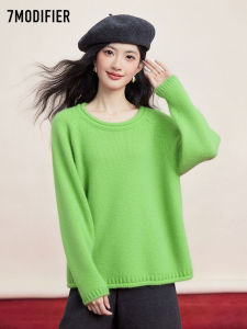 7.Modifier | Áo Sweater Knit Form Rộng Cổ Tròn Đơn Sắc
