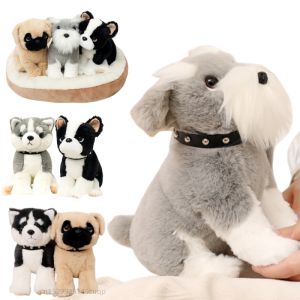23cm Simulation Dog Plush Doll Cute Mini Schnauzer Bulldog Husky Shar-pei Animal Stuffed Toy Home Decor Gift For Boys And Girls