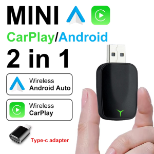 2in1 Wireless CarPlay Dongle with Android Auto Adapter AI Smart Box Car Intelligent System for Cars with Wired CarPlay
