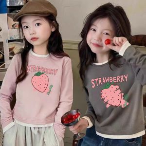 Girls Cotton Long Sleeve T-Shirt Cartoon Print Base Layer Top for Kids Ages 3-16 Spring Autumn Winter Casual Wear