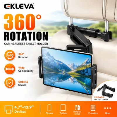 EKLEVA Telescopic Car Rear Pillow Phone Holder Tablet Rotating Car Seat Rear Stand Headrest Bracket for Phone Tablet 5 13 Inch