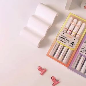 4 Kawaii Long Lanh Bút Dạ Quang Bộ Màu Sắc Bút Văn Phòng Phẩm Cho Bé Gái Học Sinh Trở Lại Trường Phụ Kiện Đầu Bàn Chải Dẹt