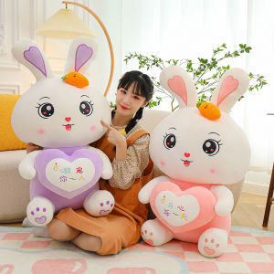 Valentines Day Birthday Gift Cute Plush Toy Rabbit Heart Shaped Cushion Doll for Girlfriend Girl Teenage Children Adults