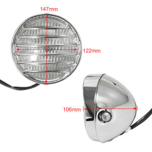 Retro Motorcycle Headlight 35W Halogen Bulb Motorbike Headlamp Round Mesh Grille Spotlight Universal For Harley Chopper