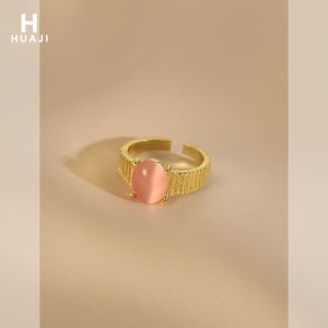 Nhẫn Ngọc Mắt Mèo Hồng Cho Nữ Thiết Kế Độc Đáo Thanh Lịch Thời Trang Cổ Điển Ngón Trỏ Nhẫn Hợp Kim Vàng Bạc Sành Điệu Mùa Hè