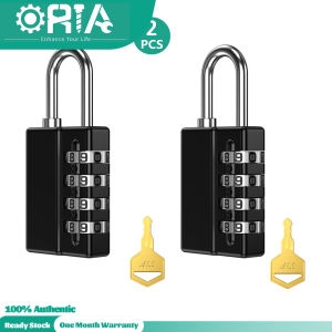 ORIA 4 Digit Combination Lock Padlock With Keys 2 Pcs Hasp for School Employee Gym Sports Locker Case Toolbox Fence Door Locker Cabinet & Storage