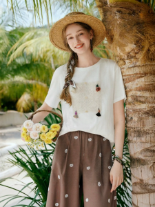 XIANGYING | Áo Thun Dễ Thương Phong Cách Retro Bằng Cotton
