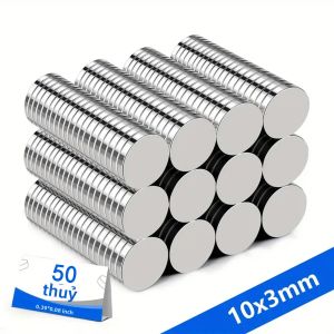 50 Miếng Nam Châm Mạnh Tròn 10X3 Mm Cho Tủ Lạnh DIY Xây Dựng Giáo Dục Thủ Công Khoa Học - Các Loại Sức Mạnh