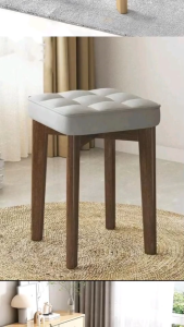 เก้าอี้เบาะหนังนุ่ม-ขาไม้ สไตล์มินิมอล ตกแต่งห้องหรือบ้าน       สำหรับนั่งทานข้าว วางซ้อนกันได้