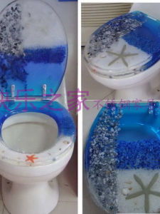 High-End Resin Toilet Seat Cover Ocean Design European Extended Slow Close Bathroom Ceramic Accessories Sanitary Wares Toilet Lid