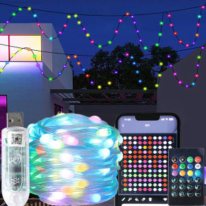 App Control LED String Lights RGBIC USB Phone Fairy Lights Garland For New Year Christmas Tree Home Garden Wedding Party Decor