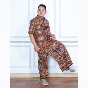 Baju Batik Pria Dewasa Batik Pria Lengan Panjang Lengan pendek Setelan Sarung Celana Batik Pria Murah Terbaru Casual Formal Full Furing Promo Batik Wisanggeni Solo Motif Wayang Bima Hitam  Coklat