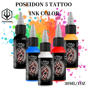 30ML POSEIDON Tattoo Ink New 5 Color Professional Tattoo Pigment Permanent Body Art Pigment Tattoo Ink Tattoo Supplies