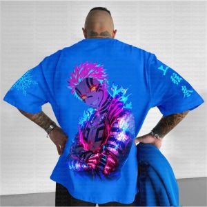 Bandai | Demon Slayer Anime Akaza Printed T-Shirt Mens Summer New Japanese Loose Casual Wear Large Size Childrens Parent-Child Top