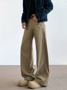American Retro A-Line Workwear Casual Pants Men Spring Autumn Loose Straight Cleanfit Wide Leg Long Trousers