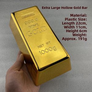 Large Size Plated Plastic Gold Brick Door Stop Photography Prop Decorative Block Fake Gold Bar Model Home Decorations