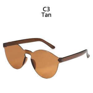 Rimless Colorful Oval Shape Sunglasses Women Men Frame Tint Clear Lens Colorful Sun Glasses Female Red Pink Yellow Travel