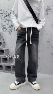กางเกงยีนส์ ทรงกระบอกหลวมๆ แต่งเฟดหน้าหลัง มี 2 สี แนวสตรีทเท่ๆ #MO8014-526