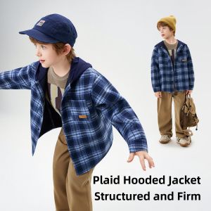 Ask Junior | Plaid Hooded Casual Jacket for Middle and Older Boys