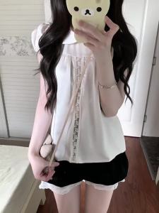 Doll Collar Lace Stitched Blouse