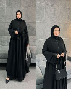 ABAYA HITAM DEWASA KEKINIAN BEST SELLER BAHAN ADEM DAN TIDAK NERAWANG