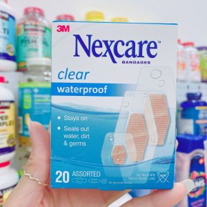 Băng cá nhân 3M Nexcare Clear Waterproof của Mỹ [Hộp có 3 size 20 miếng]