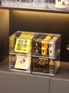 Acrylic Tea Bag Storage Box Office Coffee Break Room Snack Display Stand Desktop Tea Set Organizer Box Rectangular Transparent