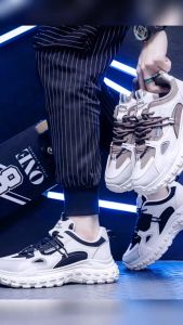 Angelie ของใหม่ รองเท้าผ้าใบผู้ชาย รองเท้าแฟชั่น รองเท้ากีฬา มี2สี ดำ น้ำตาล B029