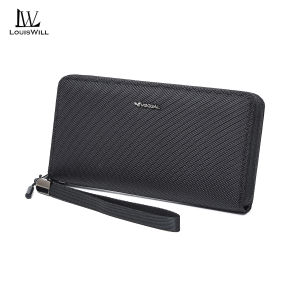 LouisWill Fashion Long Wallet Men Long Oxford Cloth Wallet RFID Blocking Anti-theft Zipper Purse Detachable Wrist Strap Large Capacity Card Holder
