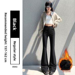 YAYANGREN | Warm Velvet Flared Trousers High Waist Slim Fitting Black