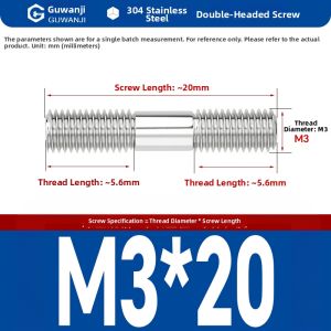 GUWANJI | 304 Stainless Steel Double Ended Screw Threaded Rod