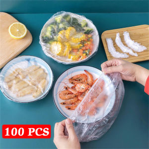 100pcs Food Grade Disposable Plastic Wrap Fresh keeping film coveruniversal dustproof wrap Disposable Plastic Film Wrap Household Food Kitchen PE Plastic Film Cover Wrapping Grade Fresh Keeping Bowl Cover Shower Cap Plastik Pembalut Bungkus Makanan