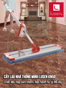 Cây lau nhà tự vắt thông minh Lusen KN50 chổi lau nhà công nghiệp bộ lau nhà 360 độ tách nước bẩn