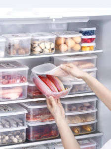 กล่องเก็บอาหารระดับอาหารสำหรับใช้กับตู้เย็น กล่องบรรจุภัณฑ์สั่งซื้อสินค้าจากญี่ปุ่น กล่องเก็บอาหารแบบหกเหลี่ยม เหล็กอะคริลิก ความจุขนาดใหญ่