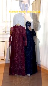 Baju Gamis Wanita Kondangan Mewah Gamis Wilona Set Dress Bahan Ceruty Babydoll Mix Brukat Ukuran M L XL XXL 3XL Outher Lepas Pasang  Dress Pengajian Mewah Warna Black Dusty Lavender Milo